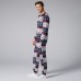 Mens Two  Pieces O Neck Christmas Pajama Set Peers Fairisle Printing Sleepwear Loungewear