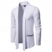 Men Brief Plus Size Mid Length Stitching Color Pockets Turndown Collar Cardigans