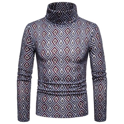 Men Colorful Geometric Patterns High Collar Pullovers