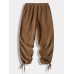 Men Corduroy Solid Drawstring Waist Cuffed Casual Jogger Pants