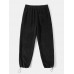 Men Corduroy Solid Loose Drawstring Waist Beam Feet Pants