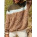 Long Sleeve High Collar Color Block Casual Sweaters