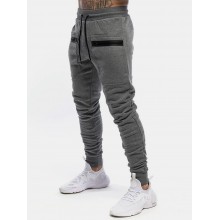 Mens Solid Color Casual Sports Drawstring Waist Jogger Pants