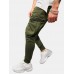 Mens Zipper Pockets Drawstring Waist Casual Solid Jogger Pants