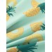 Mens Pajama Set Funny Pineapple Print Faux Sik Revere Collar Smooth Breathable Home Sleepwear