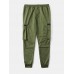 Mens Zipper Pockets Drawstring Waist Casual Solid Jogger Pants