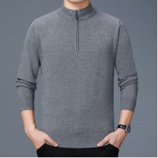 Mens Knitting Fashion Long Sleeve Half High Collar Casual Sweaters