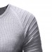 Mens Pleated Sleeve Casual Solid Color Warm Crew Neck Long Sleeve Knitted Sweaters