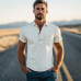 Men's Spring Fashion Retro Western Style Suede Short Sleeve Polo Shirt MTA0203D6K