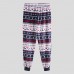 Mens Two  Pieces O Neck Christmas Pajama Set Peers Fairisle Printing Sleepwear Loungewear